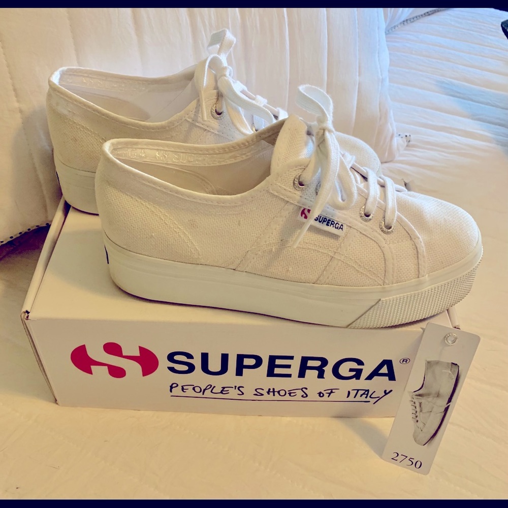 SUPERGA- Size 7.5 white platform sneakers